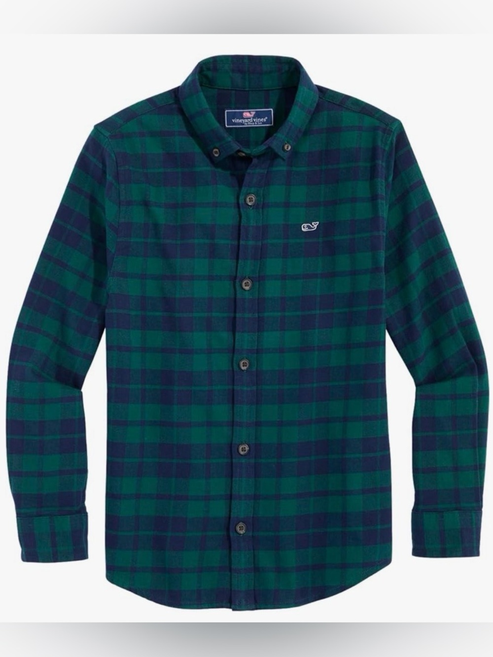 Vineyard Vines Boy S Blue Green Plaid Flannel Button-Down Shirt Boho Fall Preppy